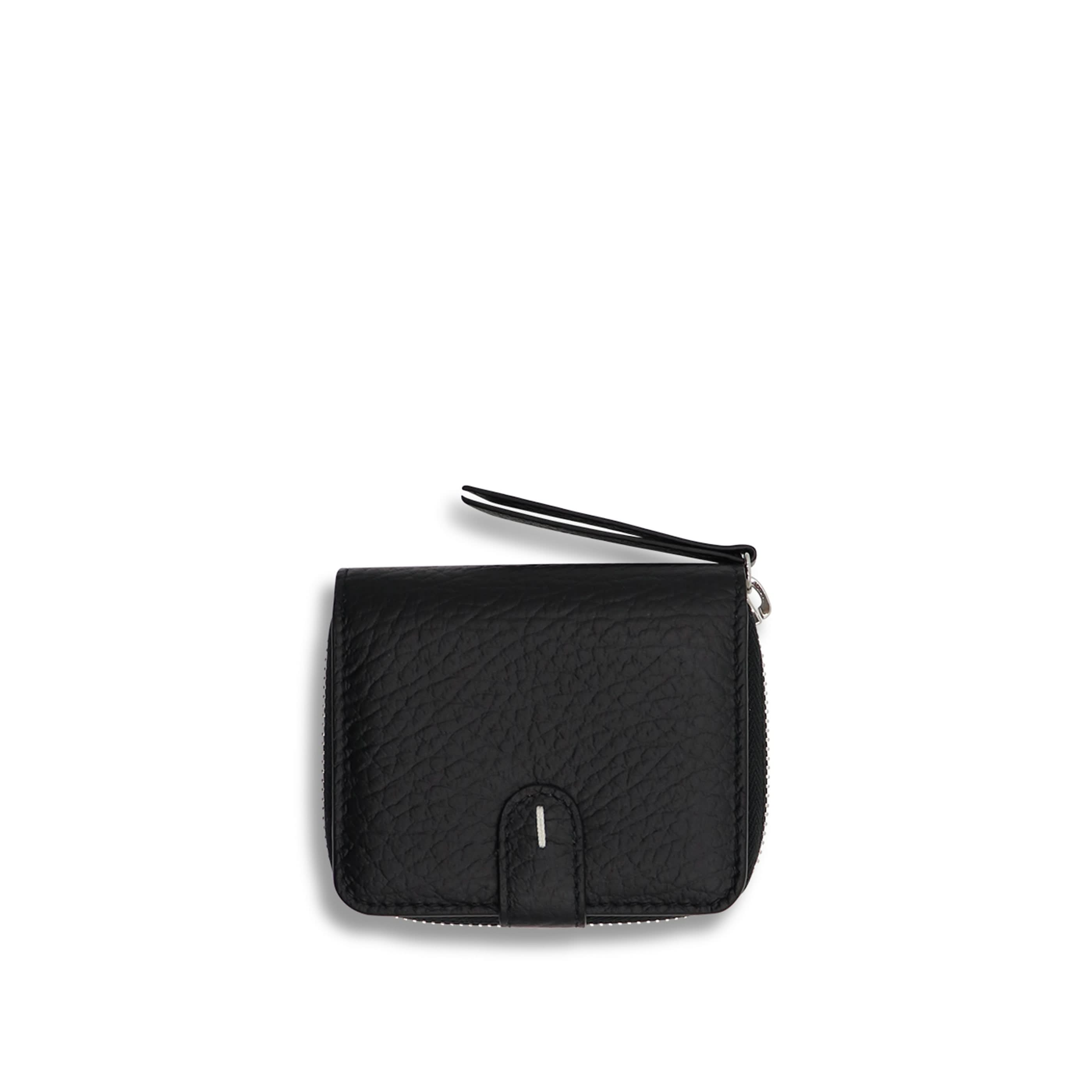 Four Stitch Zip Around Wallet in Black Col