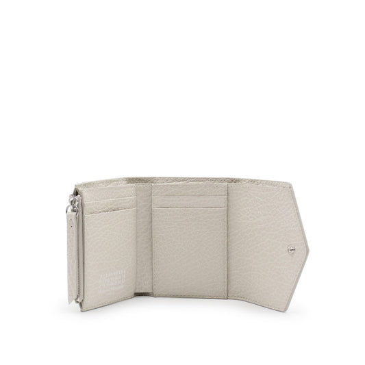 Four Stitch Tri-Fold Wallet in Greige