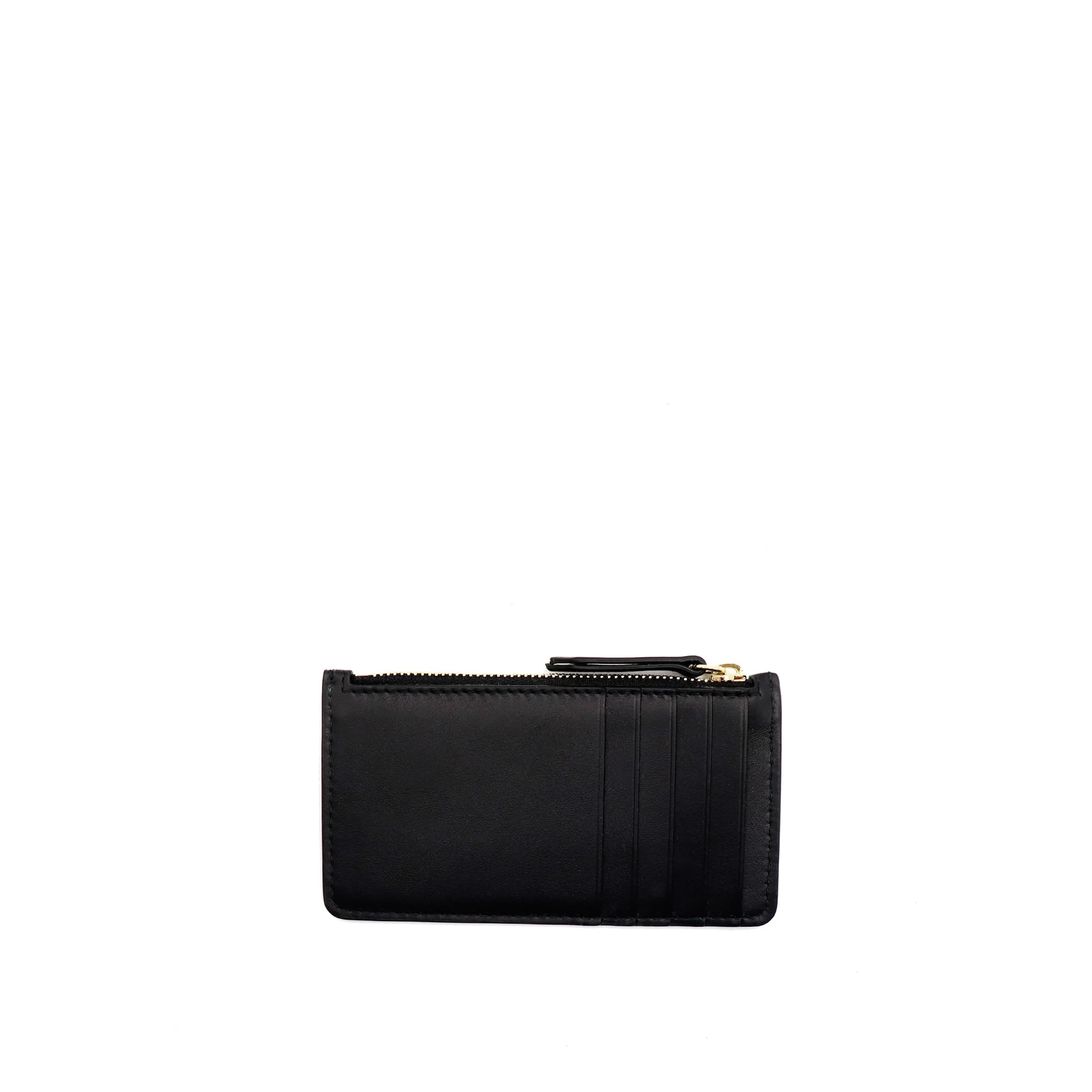 Four Stitch Zip Cardholder in Black Col