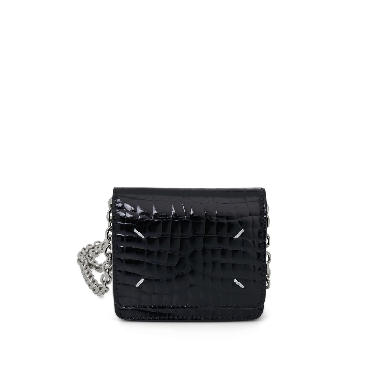 Small Leather Chain Wallet In Black