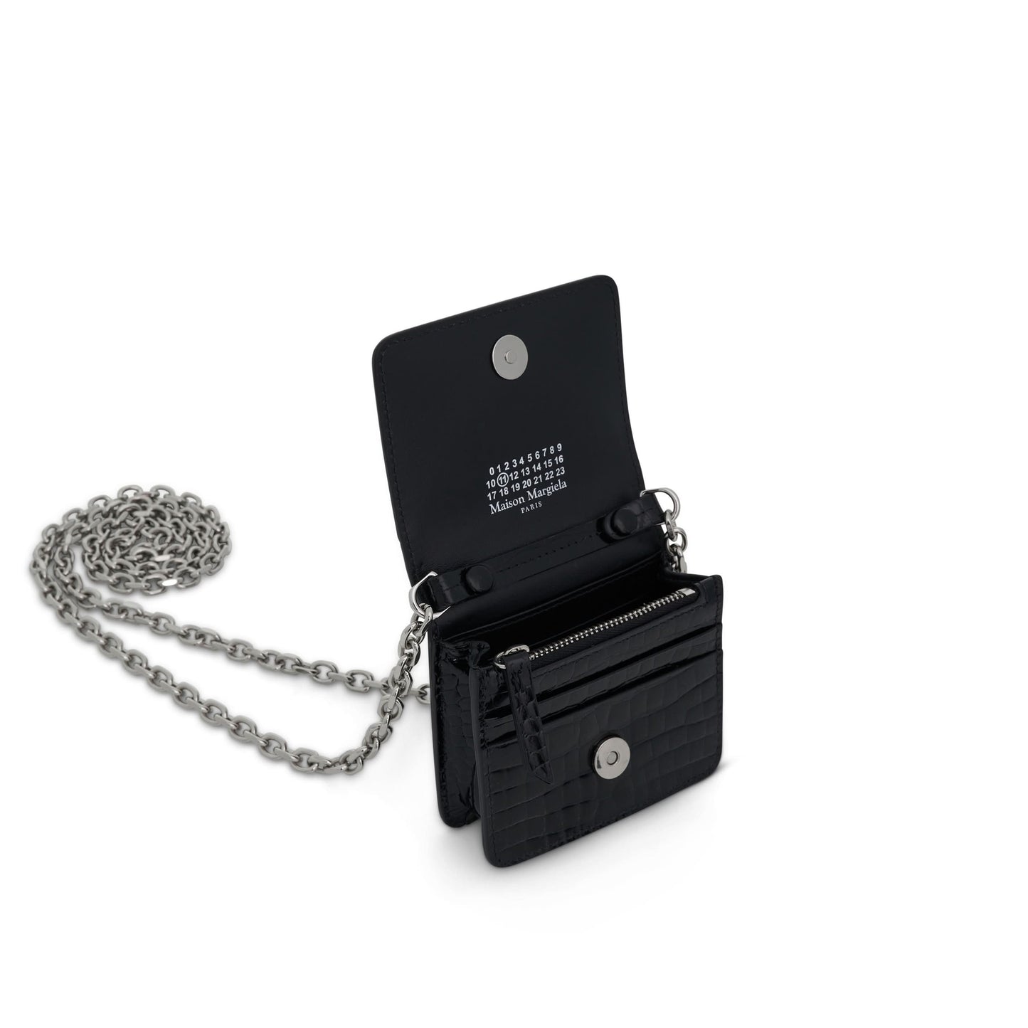 Small Leather Chain Wallet In Black