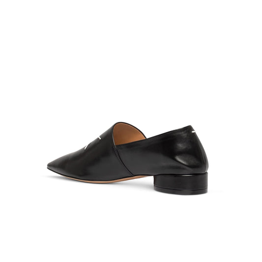 Pointed Stitching Loafers in Black