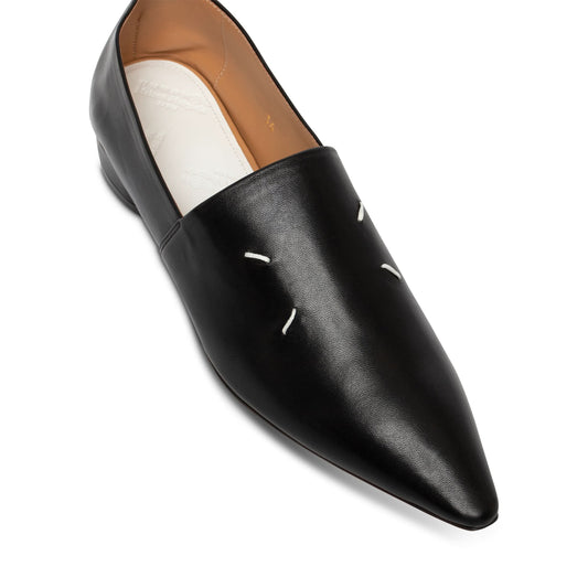 Pointed Stitching Loafers in Black