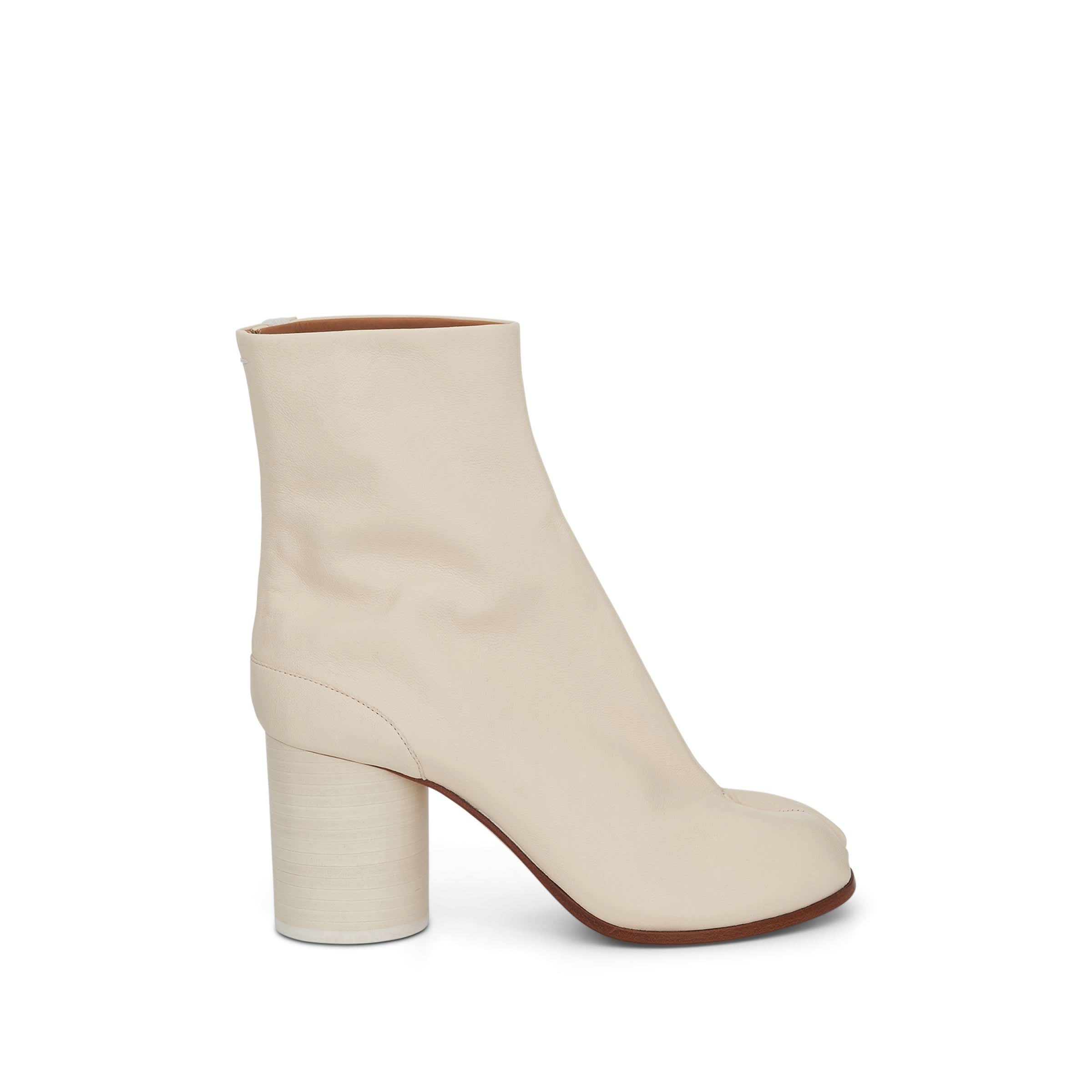 Tabi Ankle Boots 8cm Heel in White