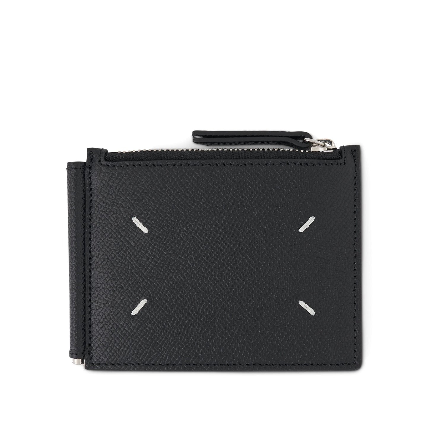 Four Stitch Logo Wallet with Zip in Black