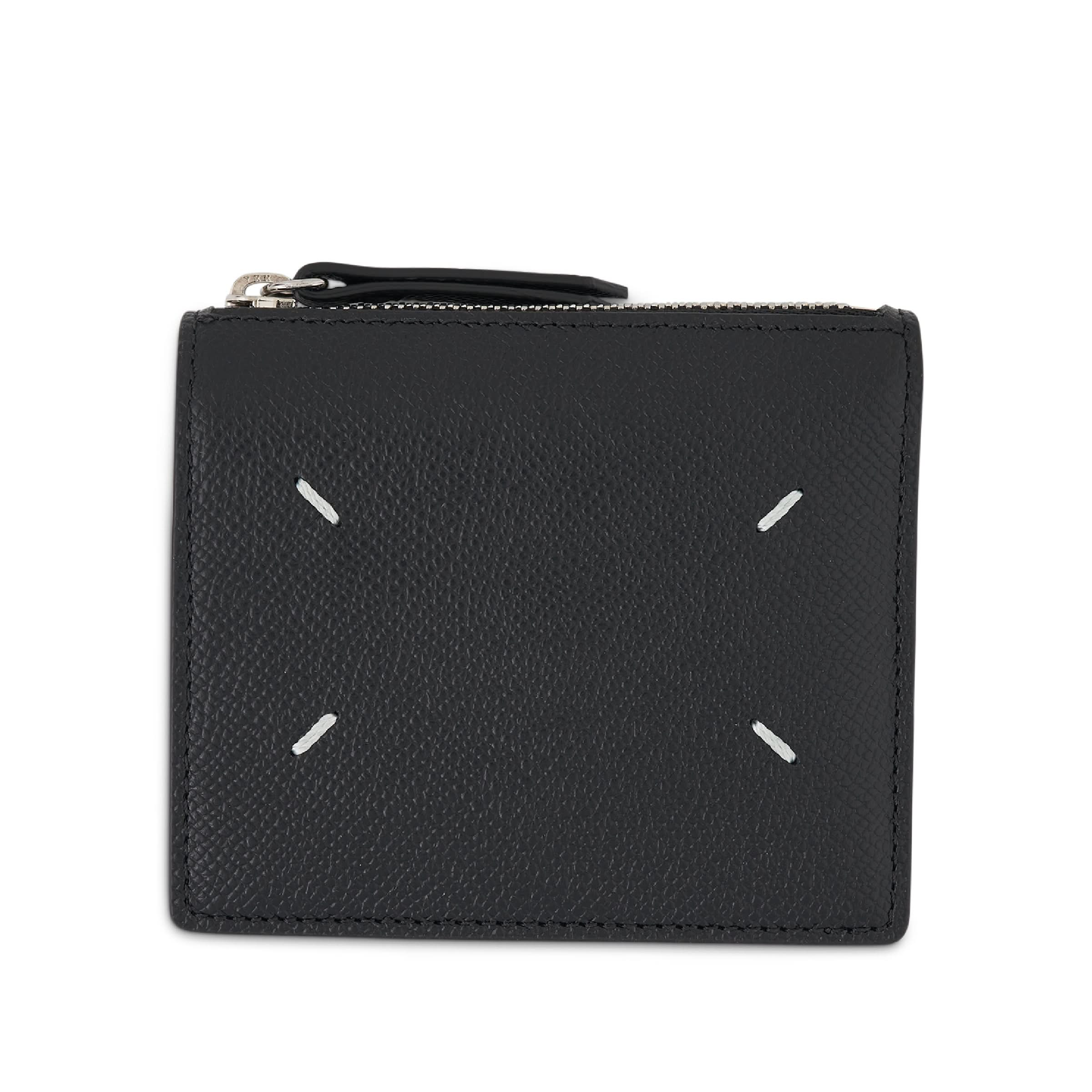 4 Stitch Cardholder with Zip in Black