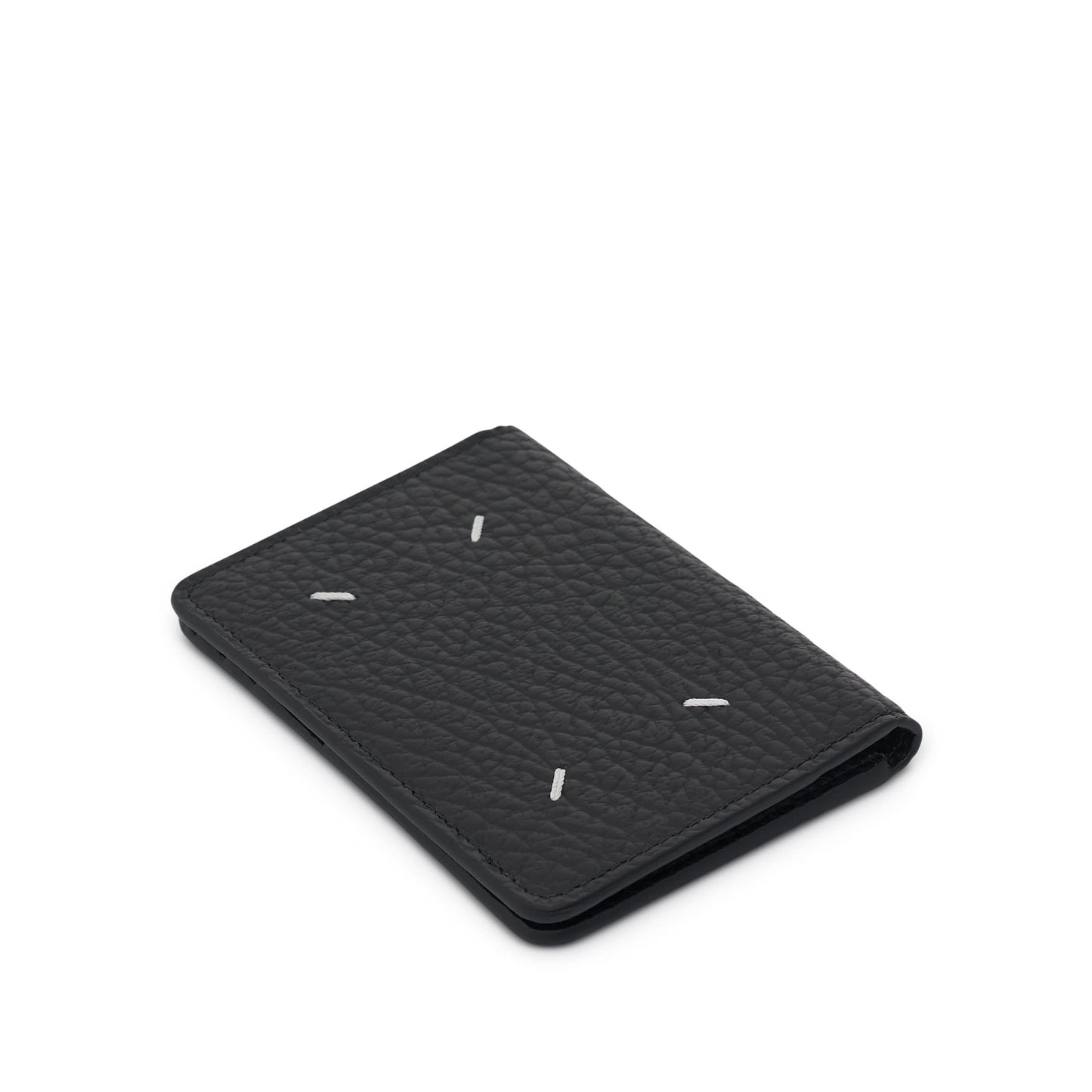 Four Stitch Logo Card Holder in Black