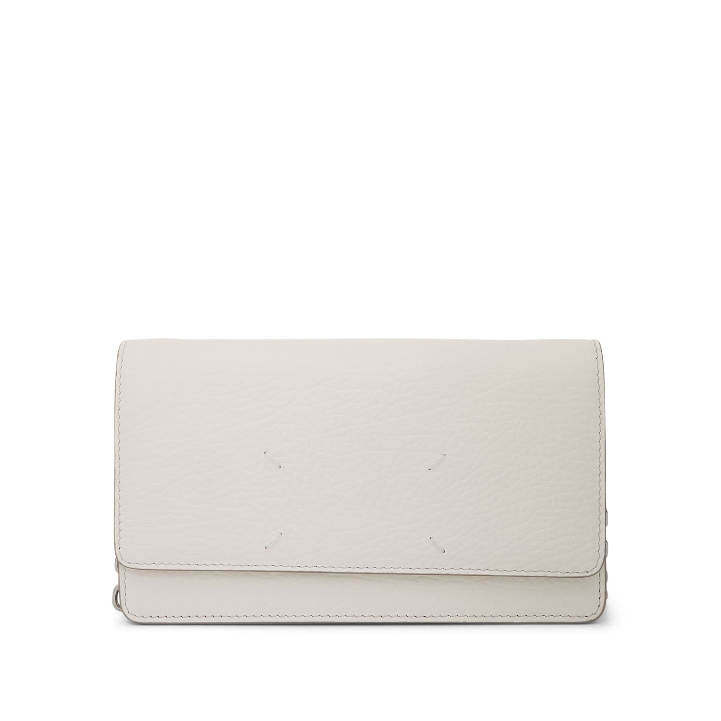 Four Stitches Chain Wallet in White