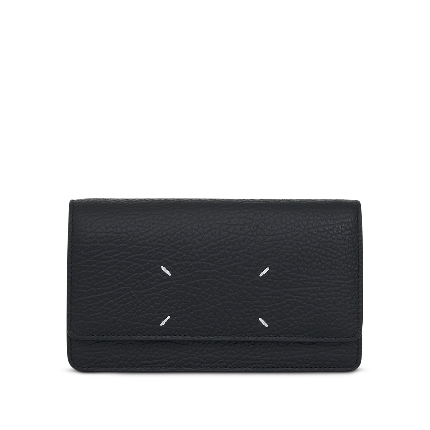 Four Stitches Chain Wallet in Black