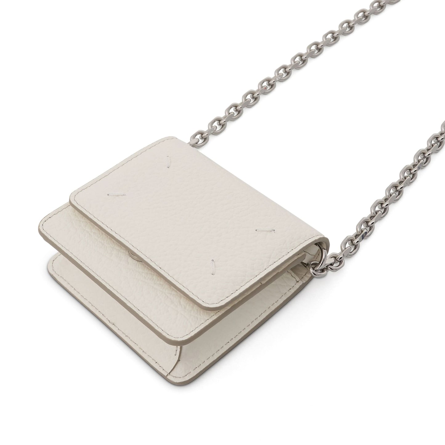 Four Stitches Chain Wallet in White