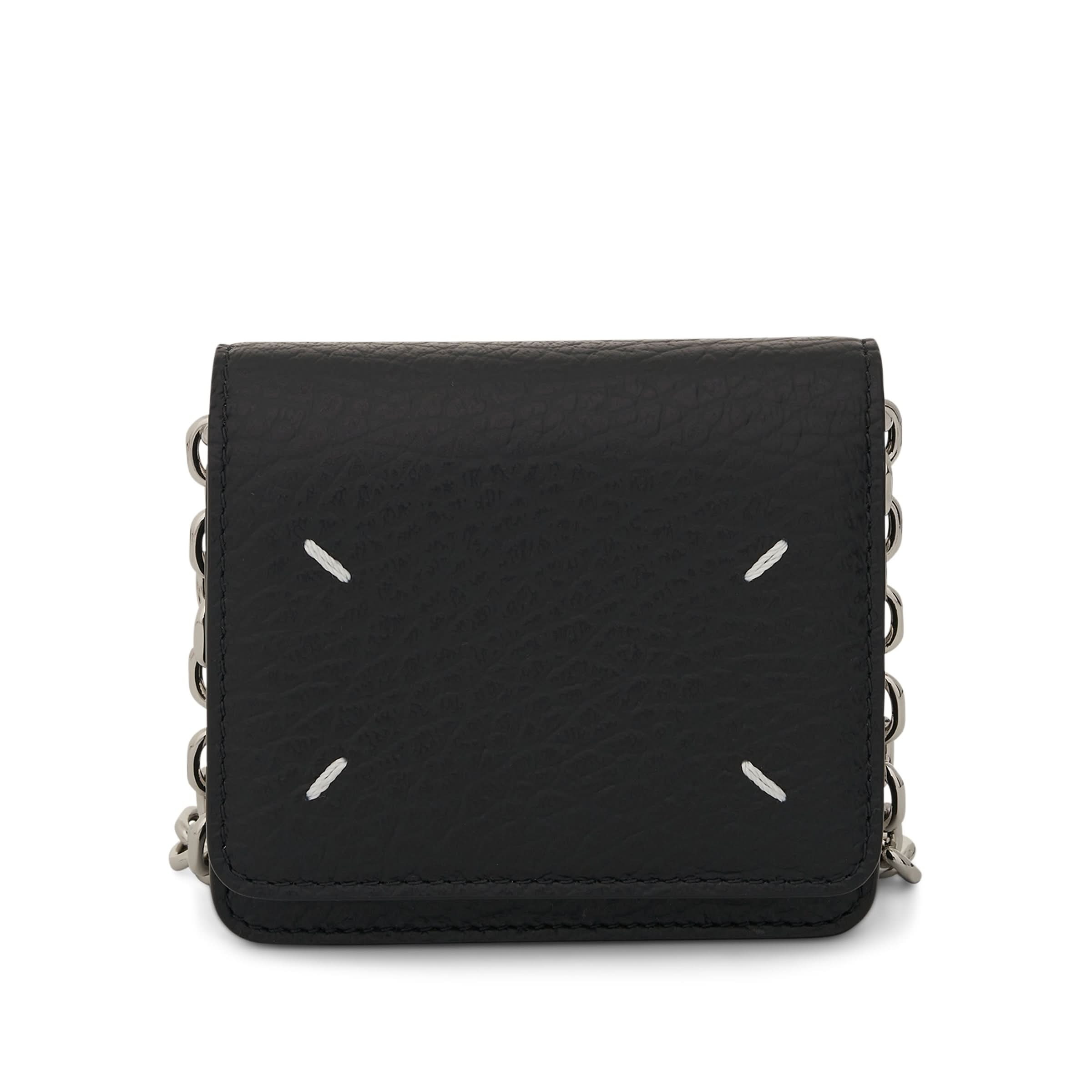 Four Stitches Chain Wallet in Black