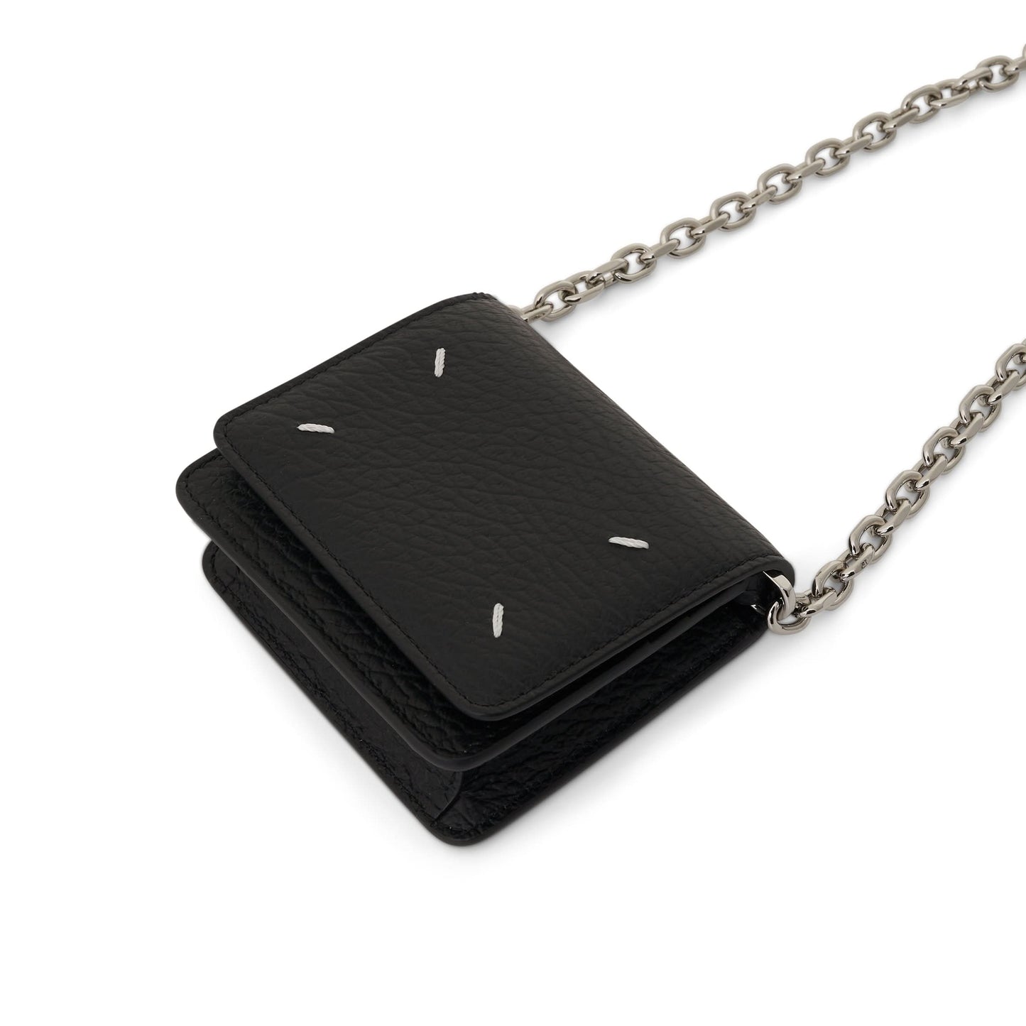 Four Stitches Chain Wallet in Black