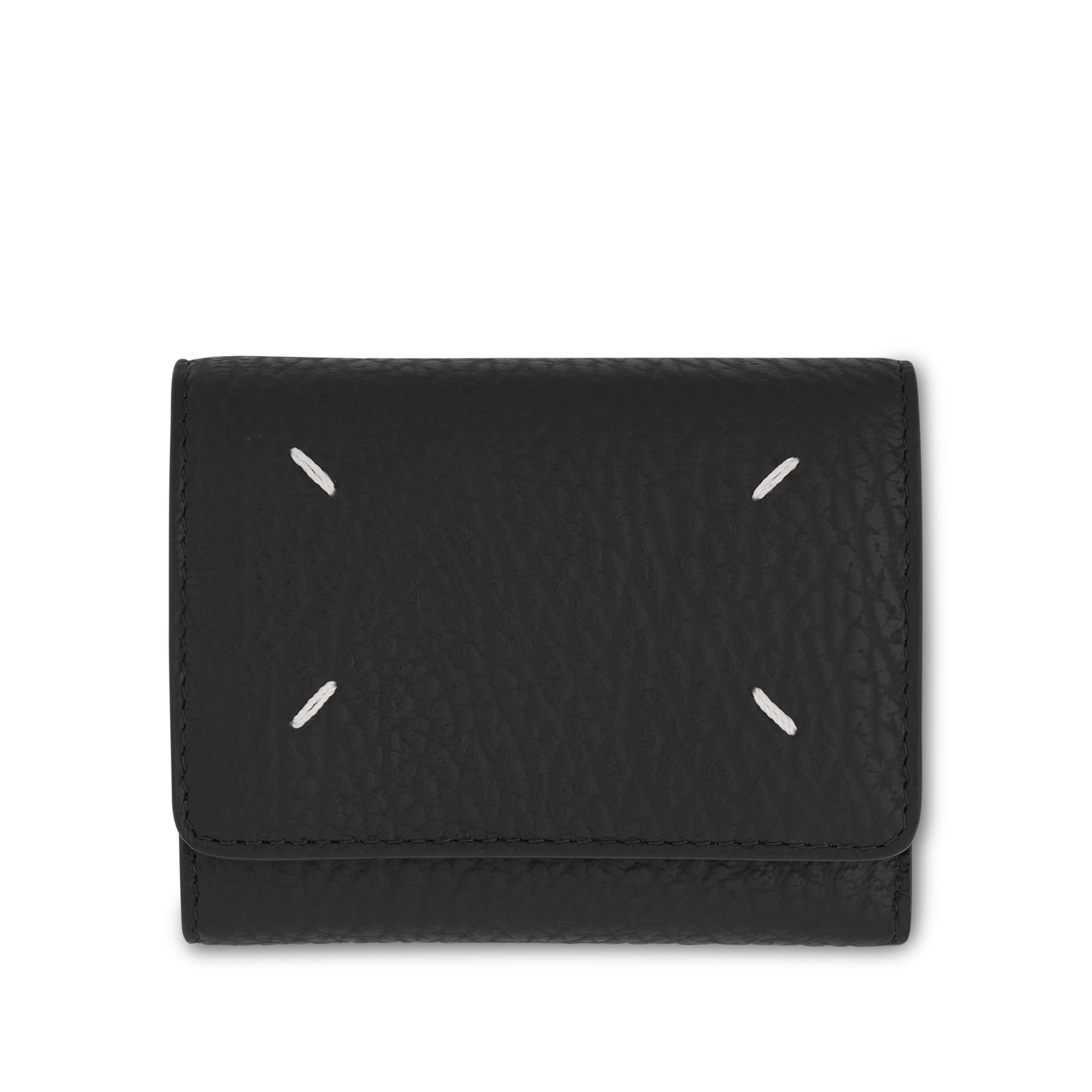 Four Stitches Tri Fold Wallet in Black