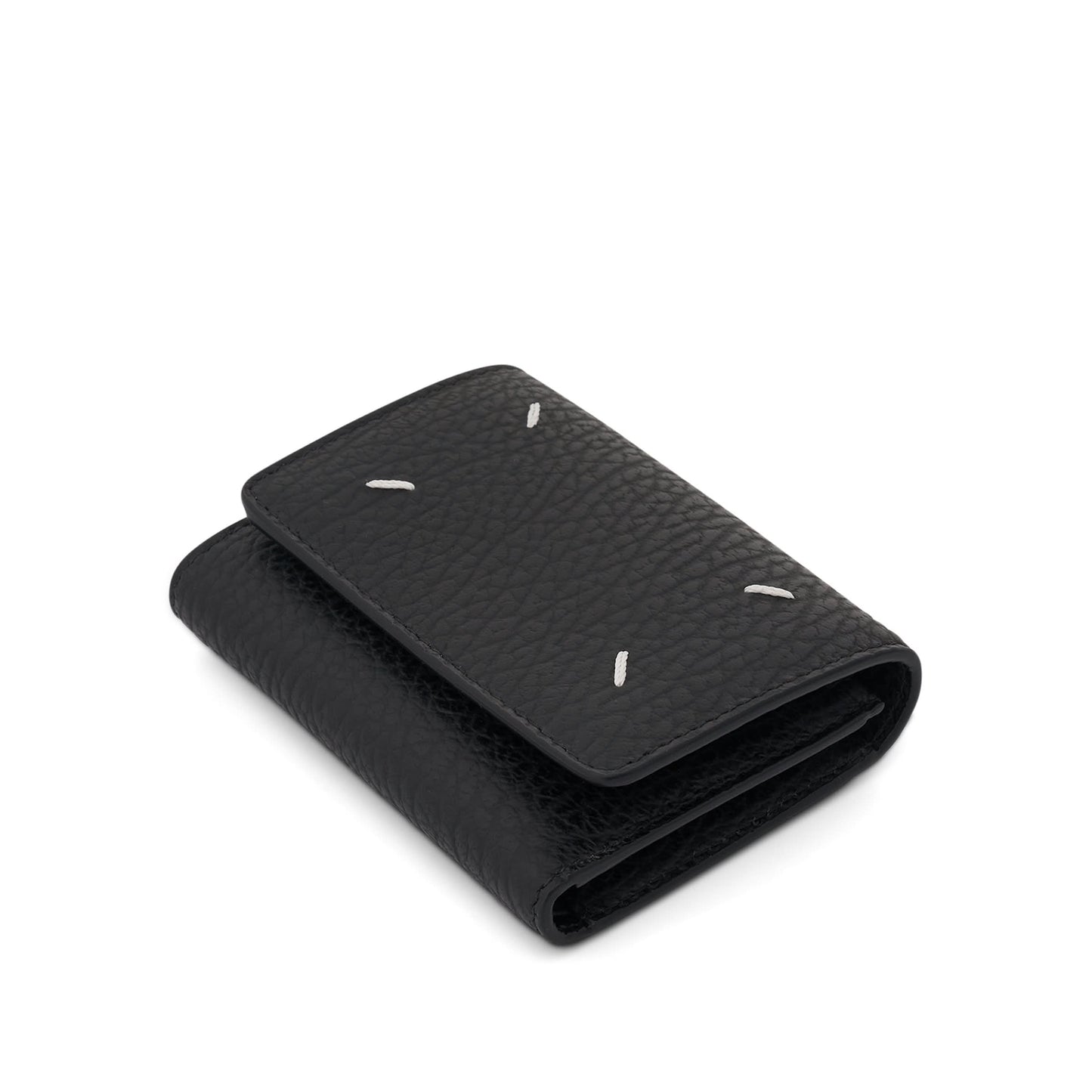 Four Stitches Tri Fold Wallet in Black