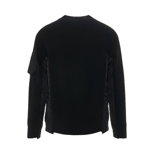 Classic Contrast Panel Sweater in Black