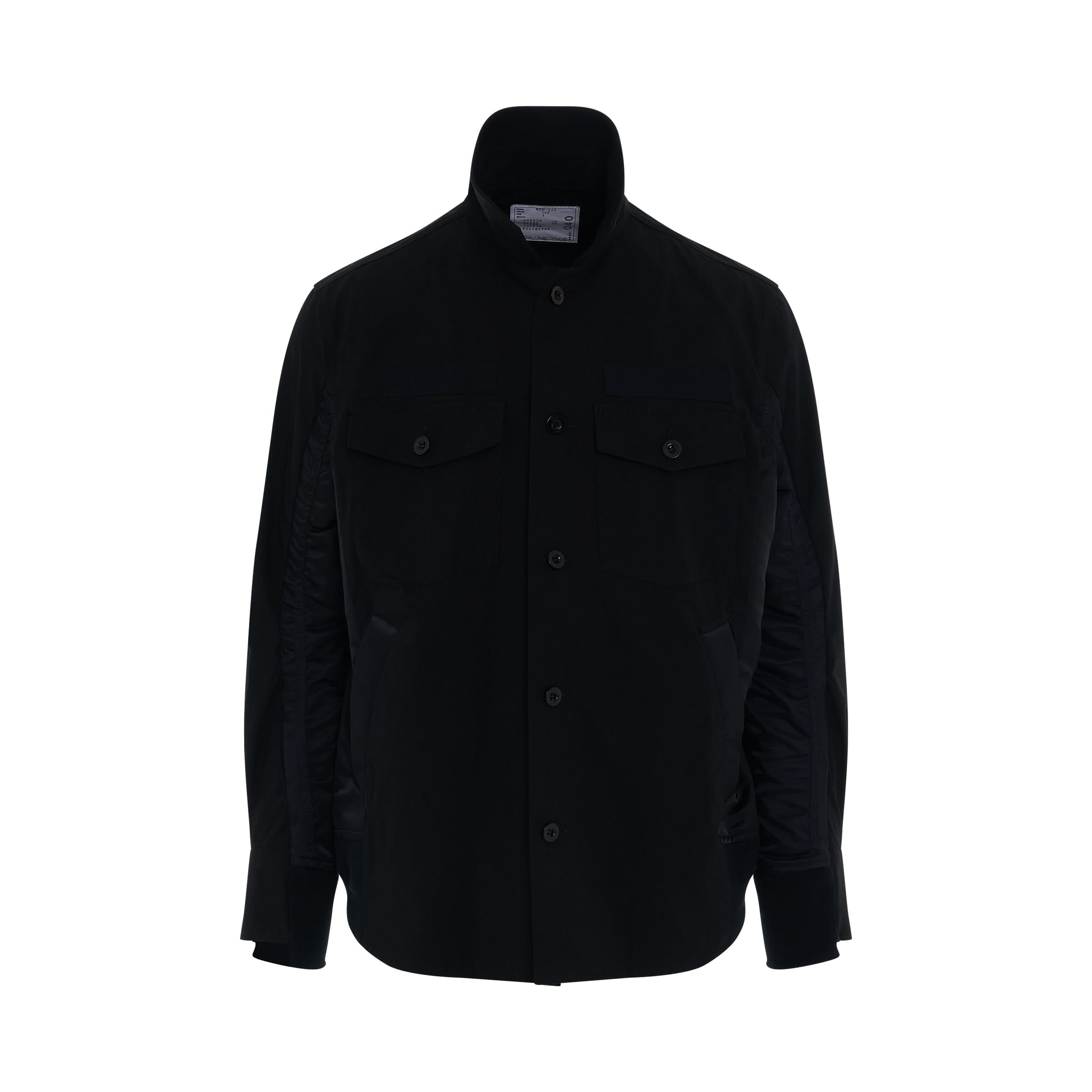 Cotton Oxford 
Nylon Twill Shirt in Black