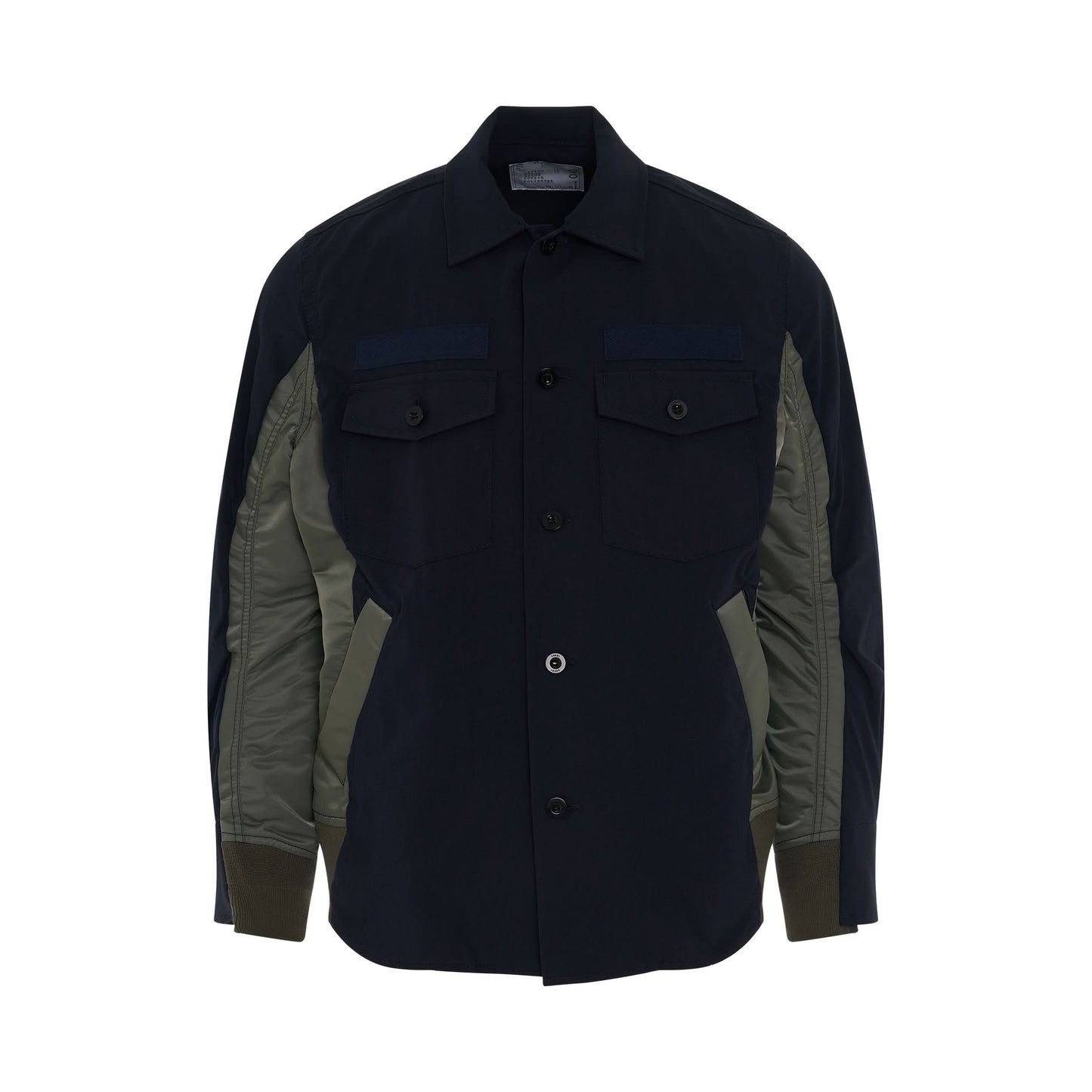 Classic Contrast Panel Shirt Jacket in Navy