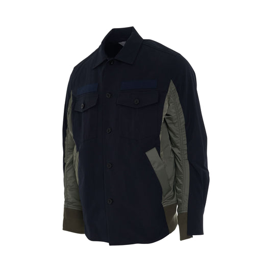 Classic Contrast Panel Shirt Jacket in Navy