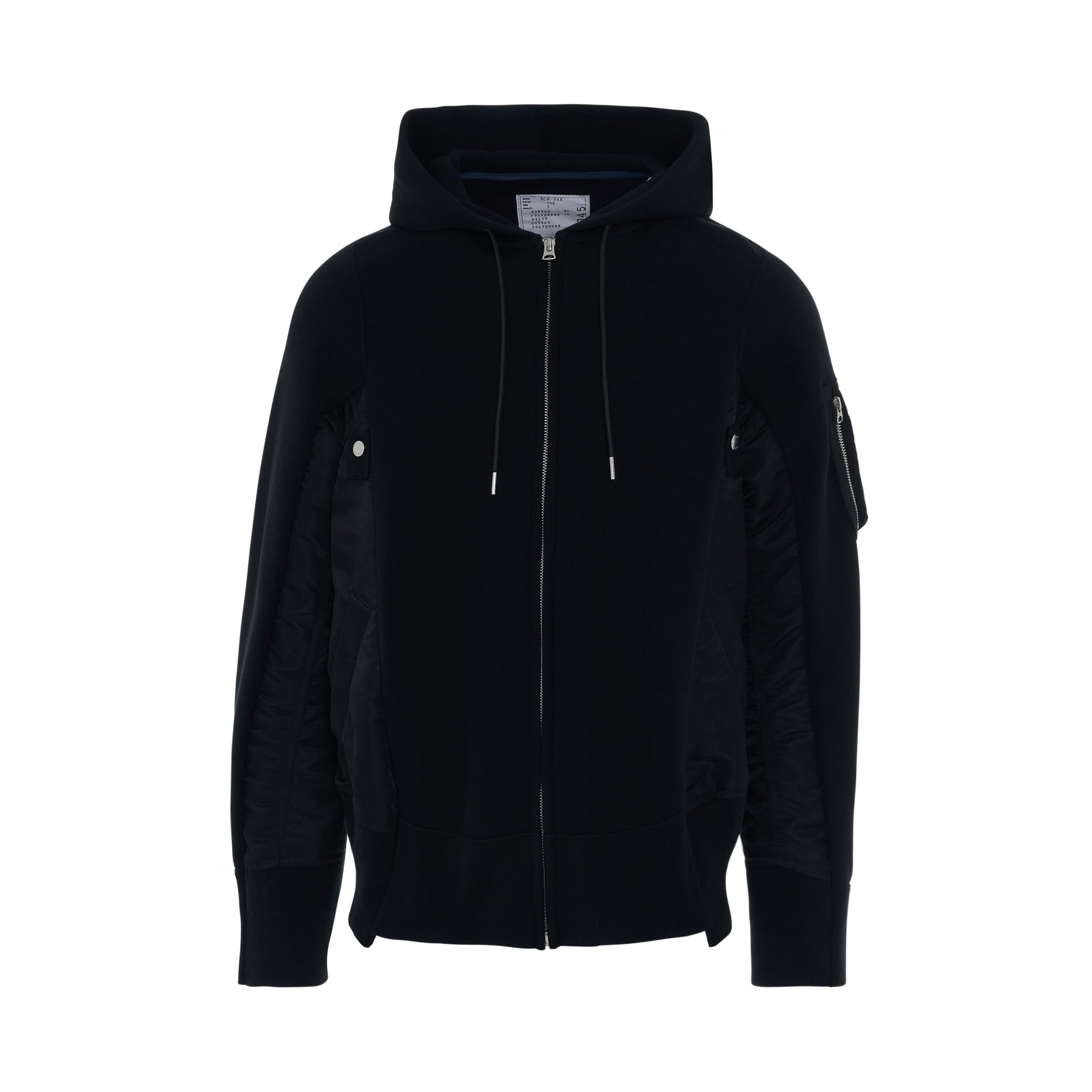 Sponge Sweat 
MA-1 Zip Up Hoodie in Black