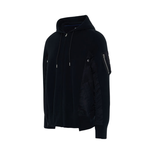 Sponge Sweat 
MA-1 Zip Up Hoodie in Black