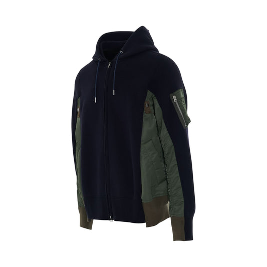 Sponge Sweat 
MA-1 Zip Up Hoodie in Navy/Khaki