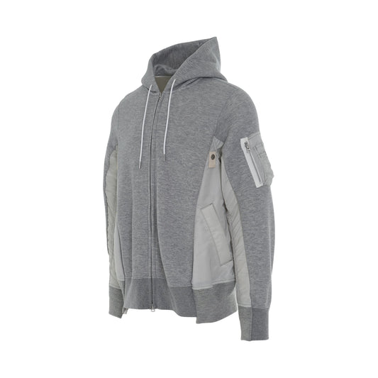 Sponge Sweat 
MA-1 Zip Up Hoodie in Light Grey