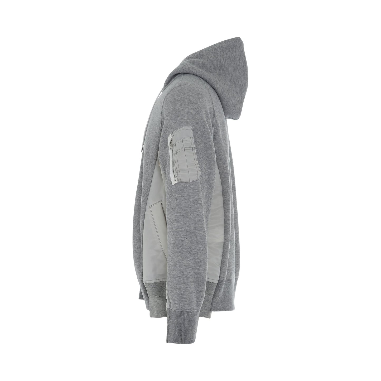 Sponge Sweat 
MA-1 Zip Up Hoodie in Light Grey