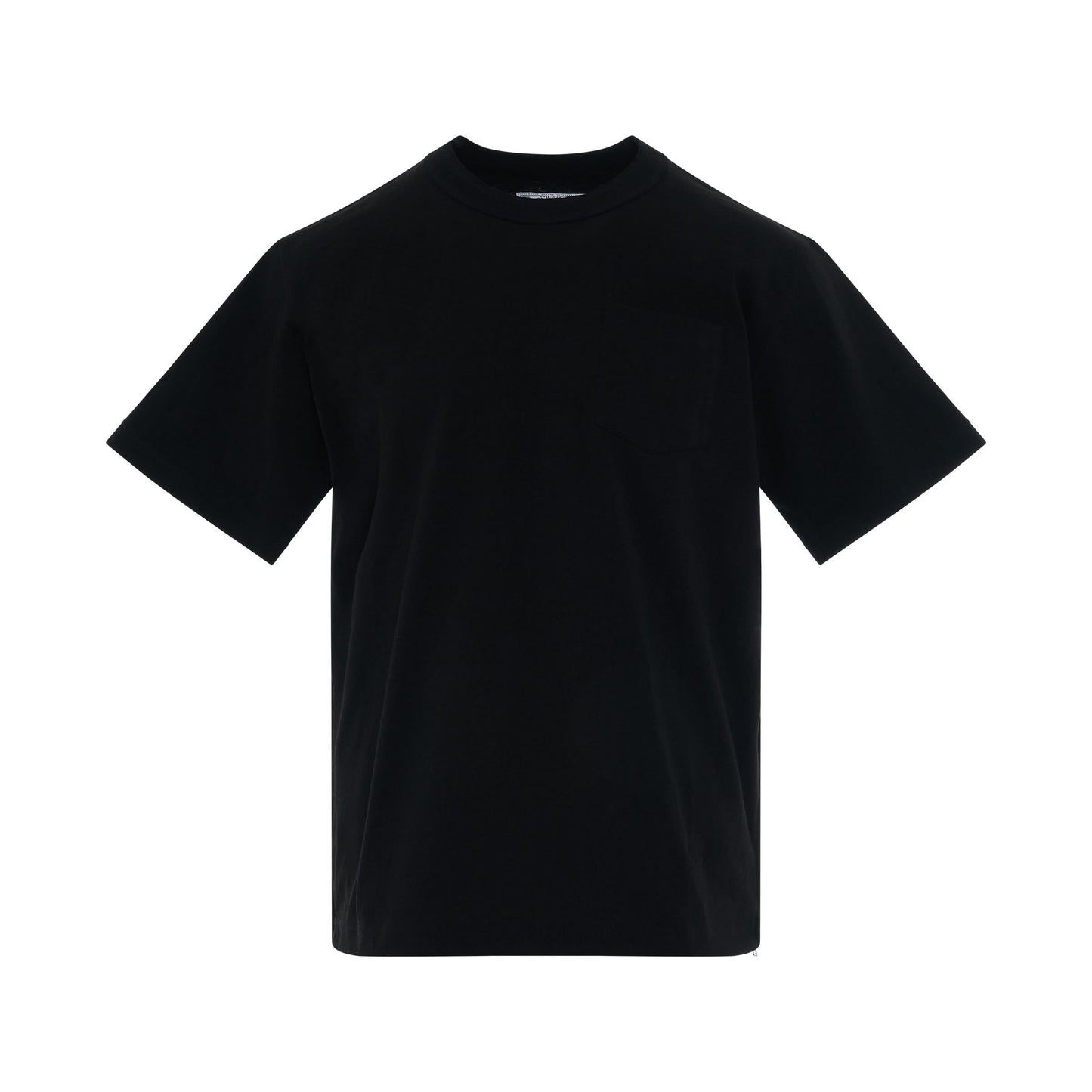 Side Zip Cotton T-Shirt in Black