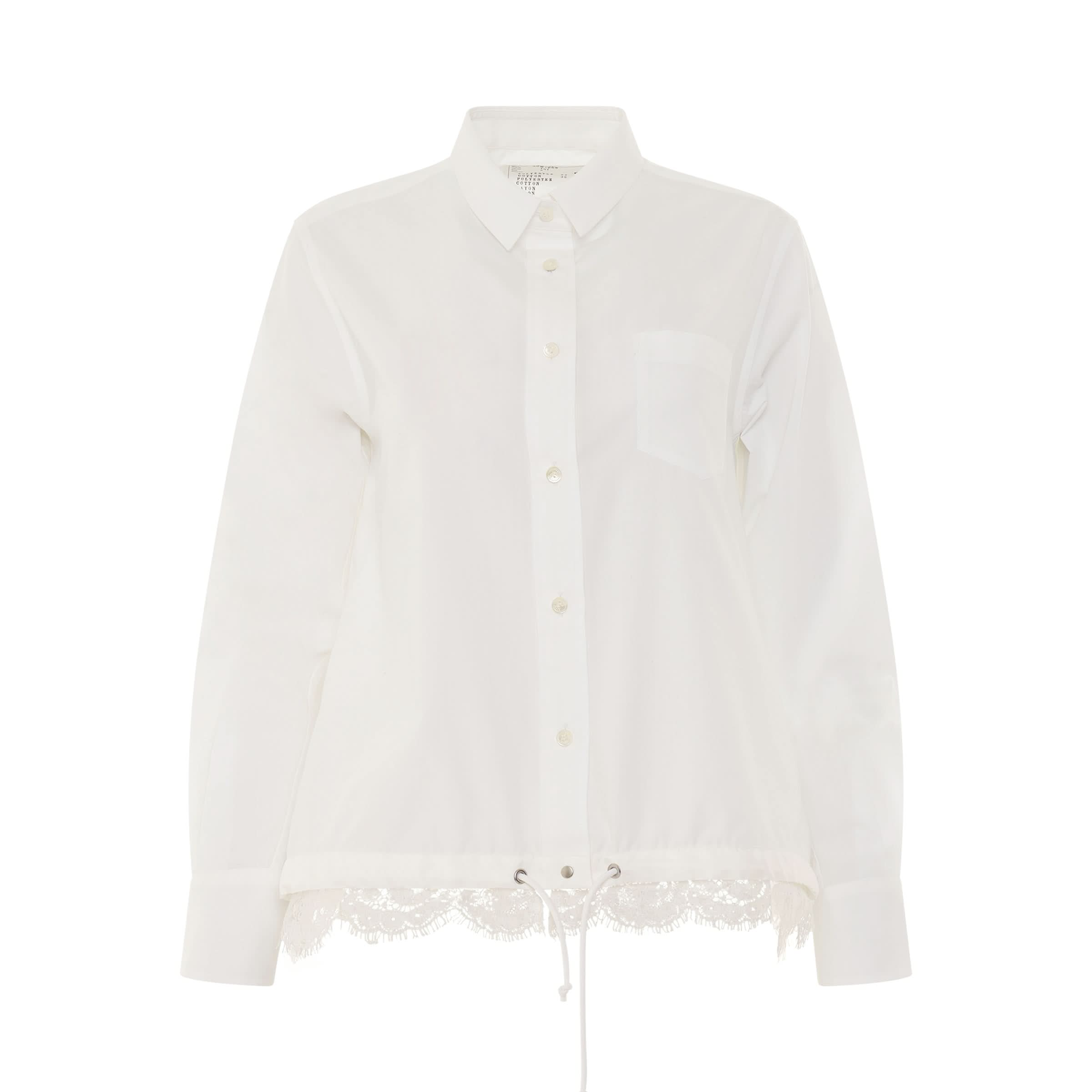 Classic Shirt with Drawstring and Lace in White