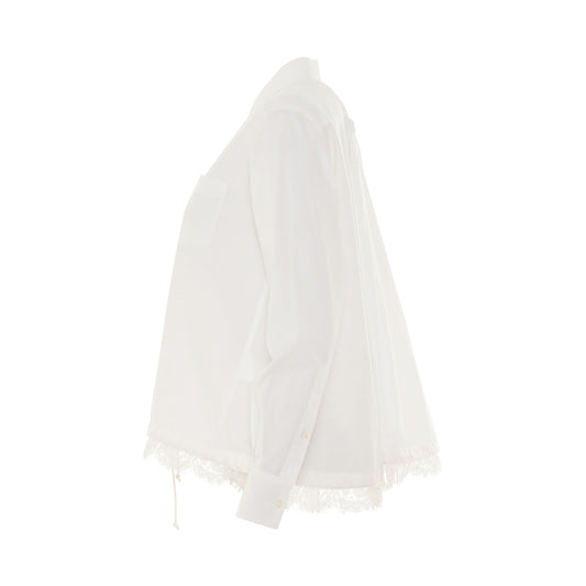 Classic Shirt with Drawstring and Lace in White