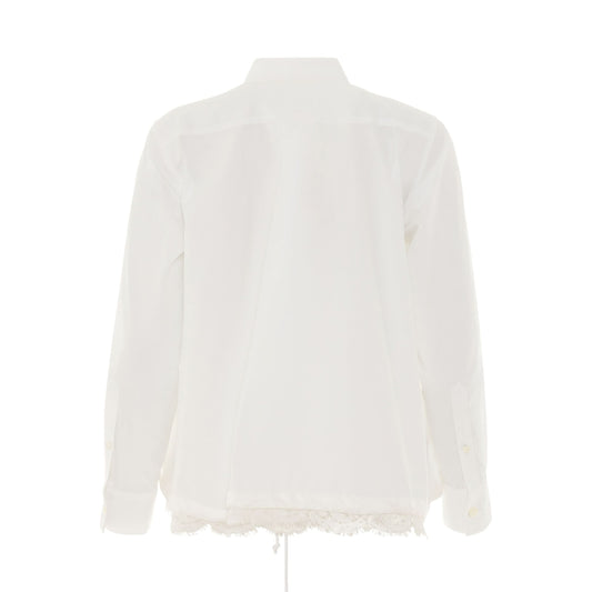 Classic Shirt with Drawstring and Lace in White