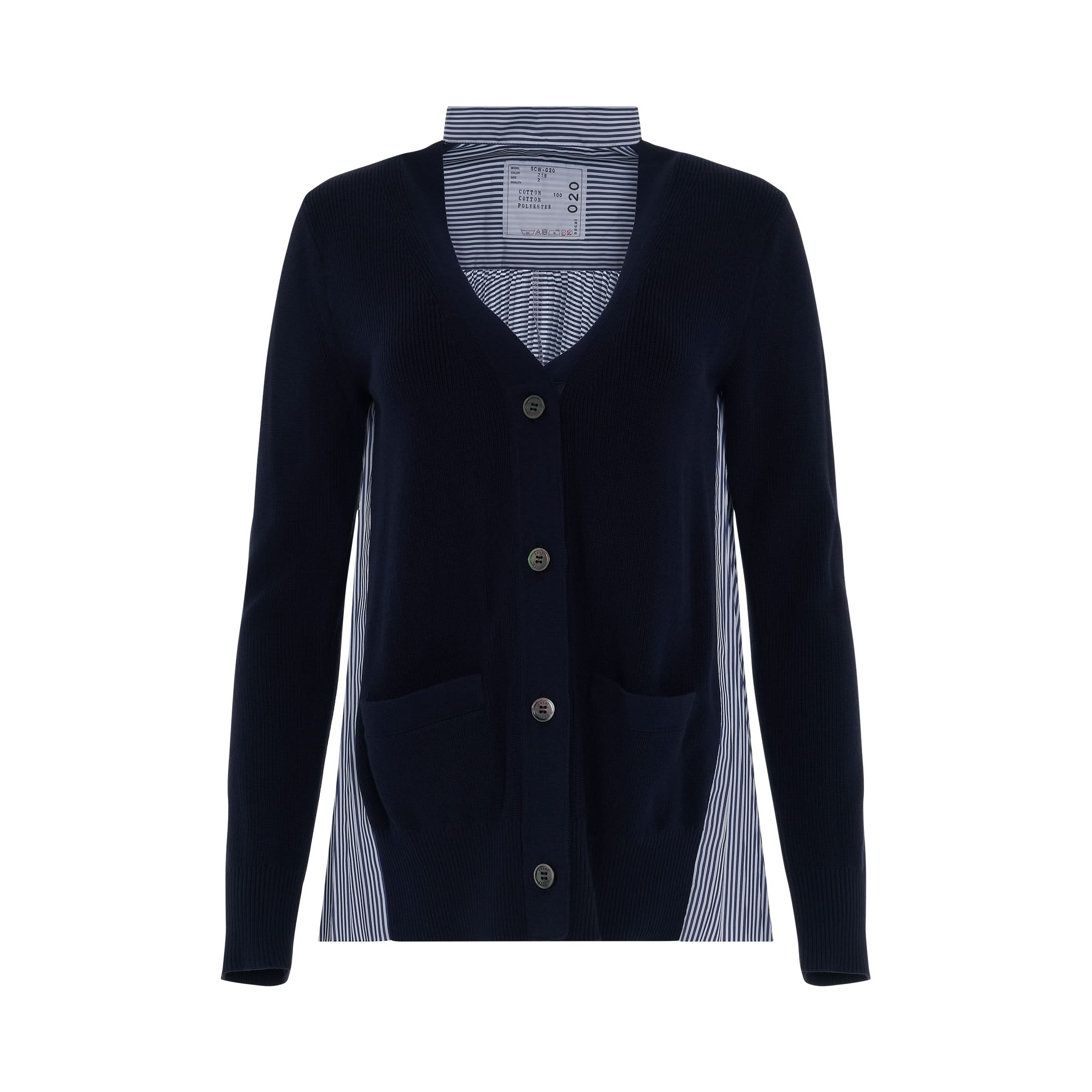 Classic Contrast Panel Cardigan in Navy