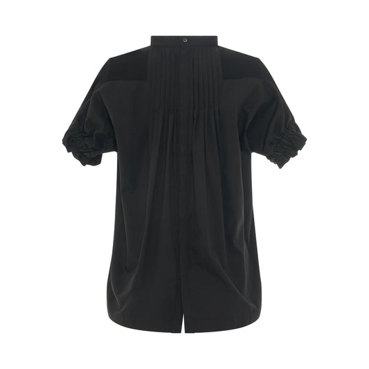 Classic Shirt Pleated Back T-Shirt in Black