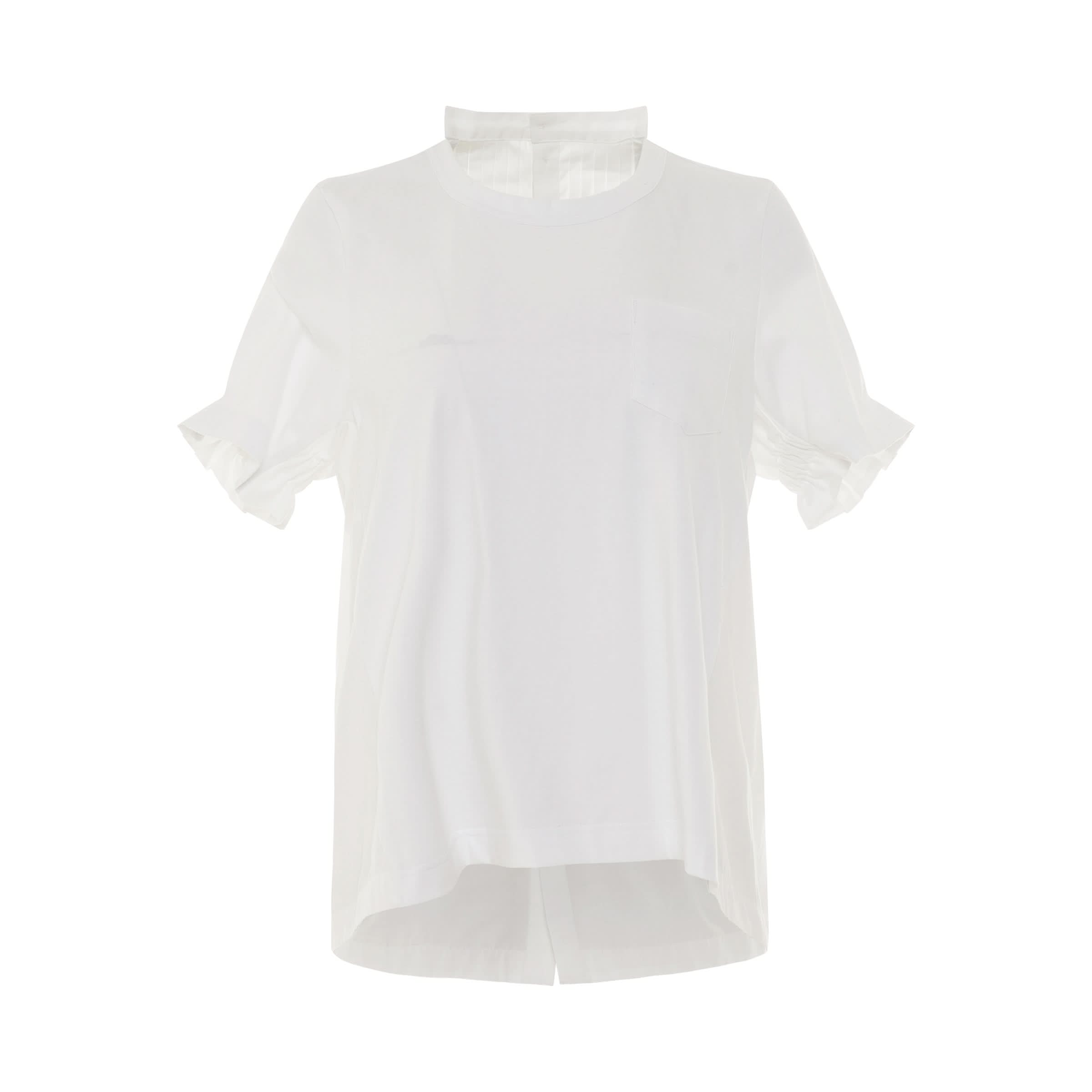 Classic Shirt Pleated Back T-Shirt in White