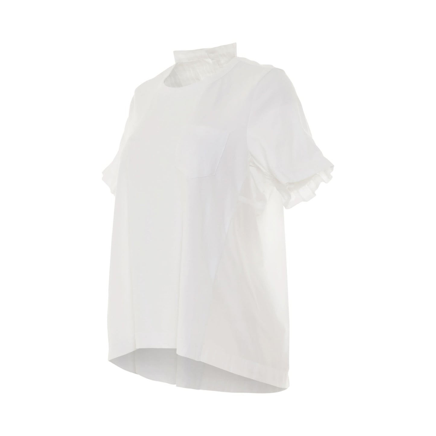 Classic Shirt Pleated Back T-Shirt in White