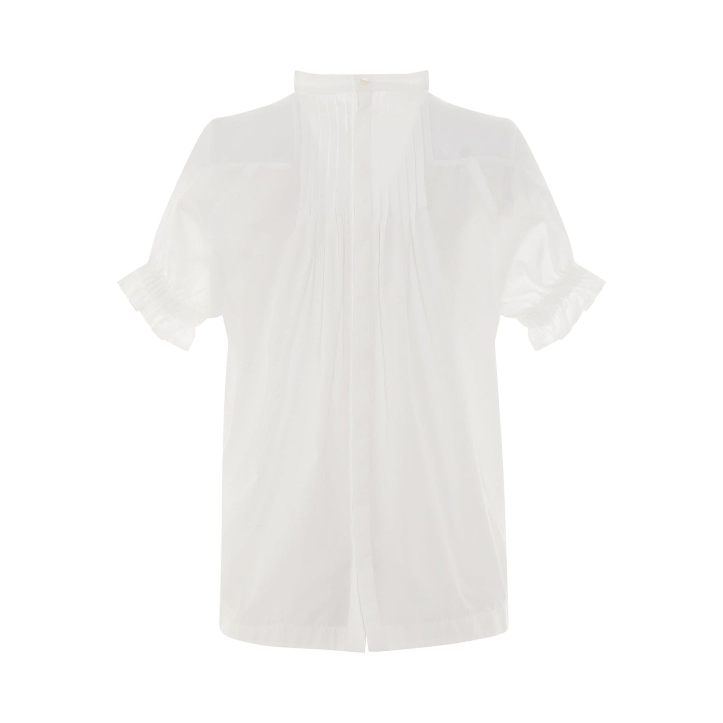 Classic Shirt Pleated Back T-Shirt in White