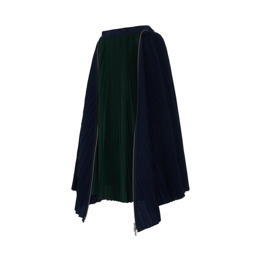 Classic Pleated Asymmetric Skirt in Navy