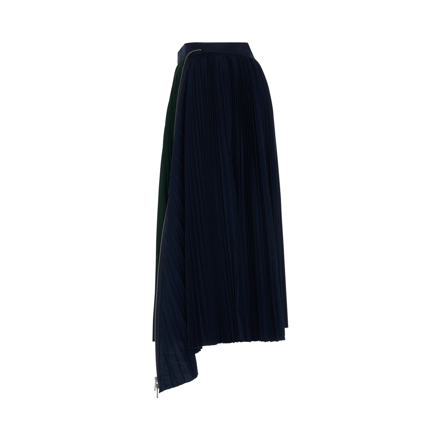 Classic Pleated Asymmetric Skirt in Navy