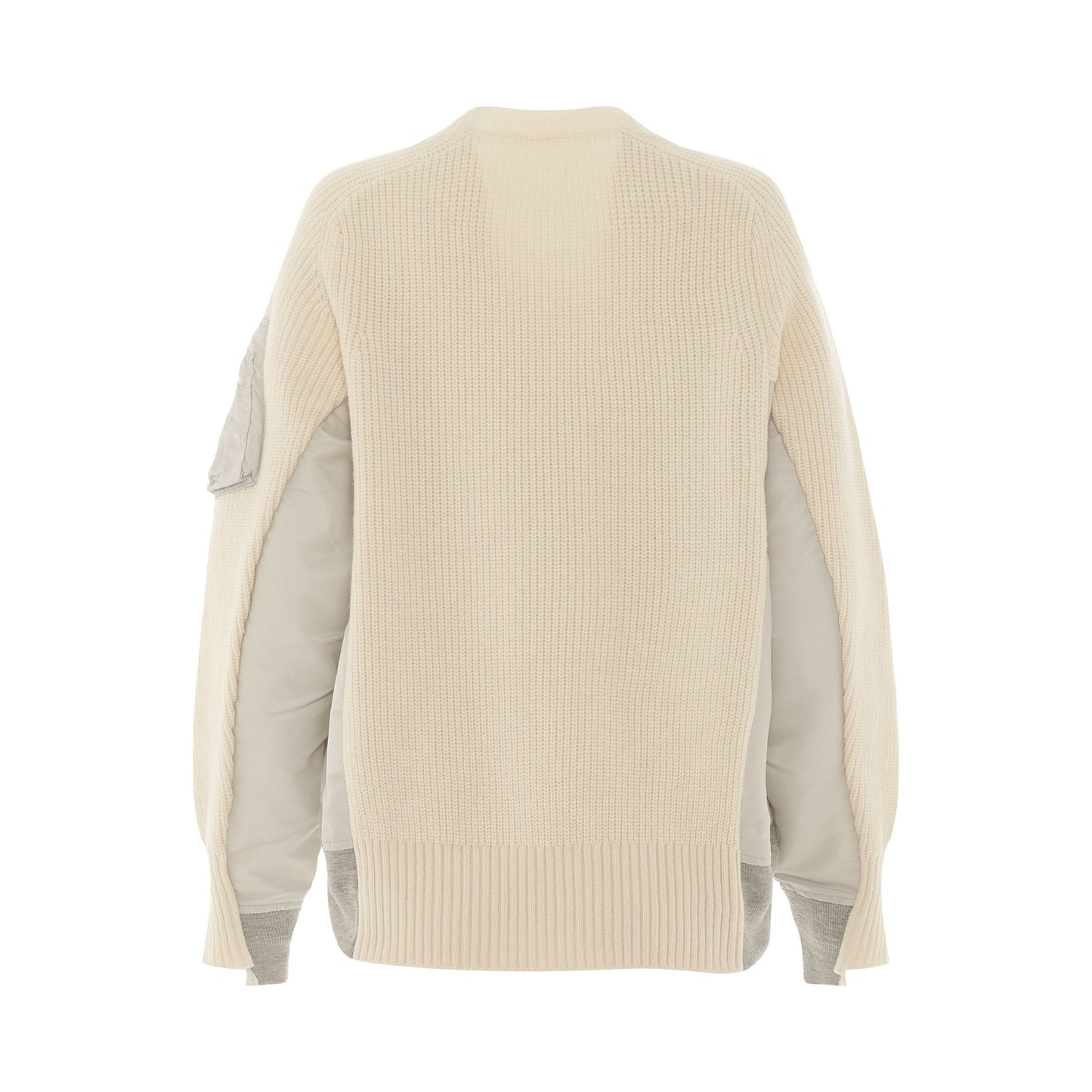 Classic Pocket Detail Ribbed Knitwear in Off White