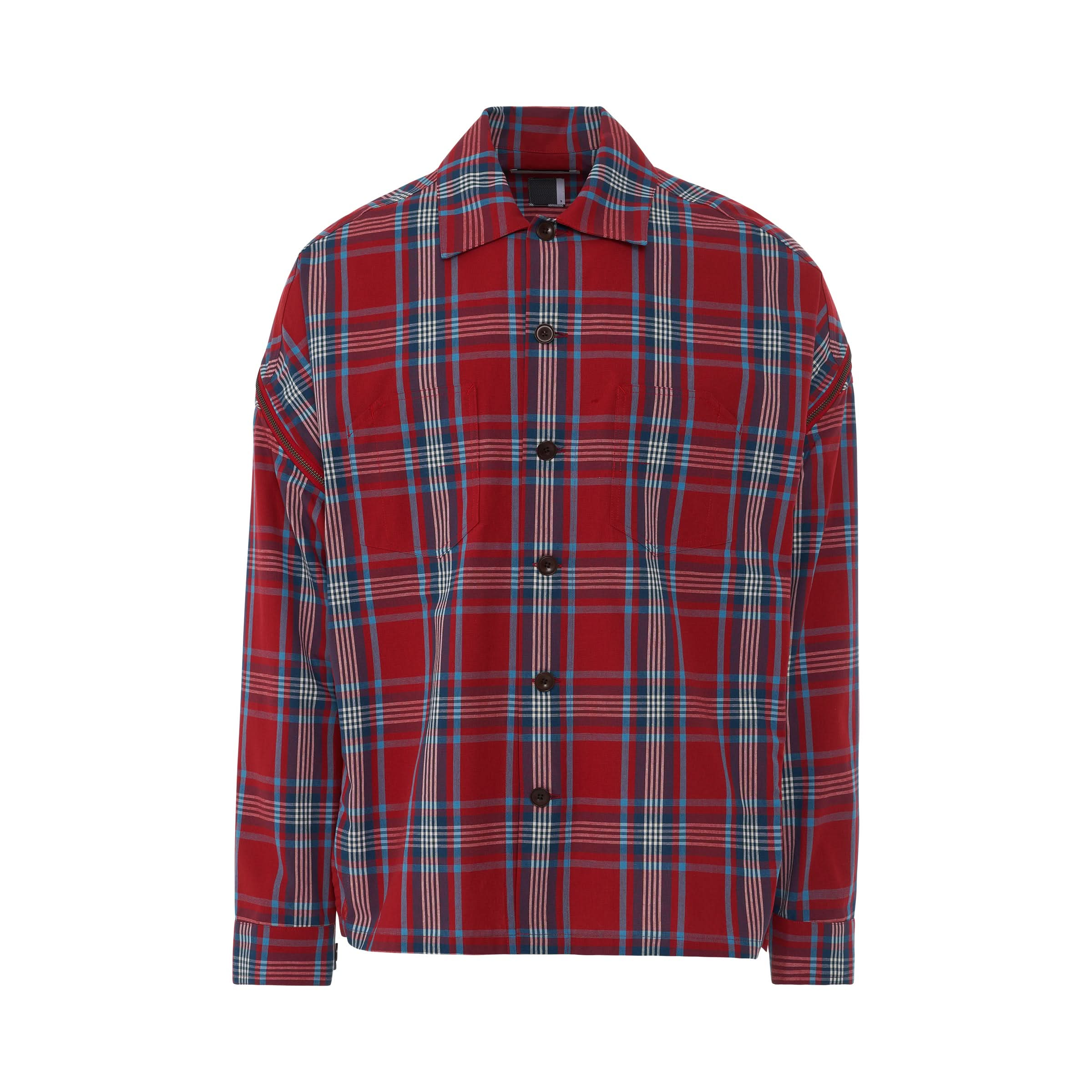 Check Shirt with Signature Zip in Red