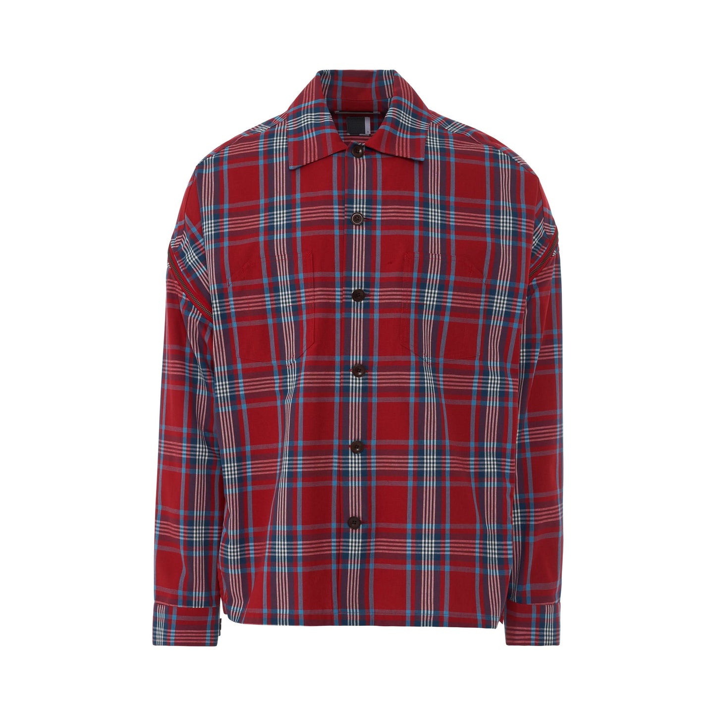 Check Shirt with Signature Zip in Red