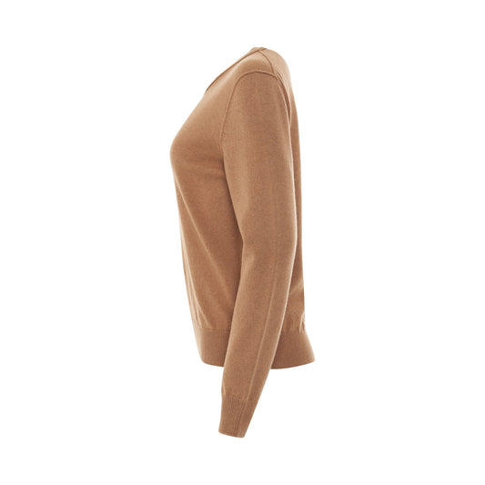 Long Sleeve Cashmere Jumper in Camel