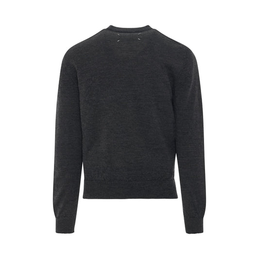 Distressed Wool Jumper in Dark Grey