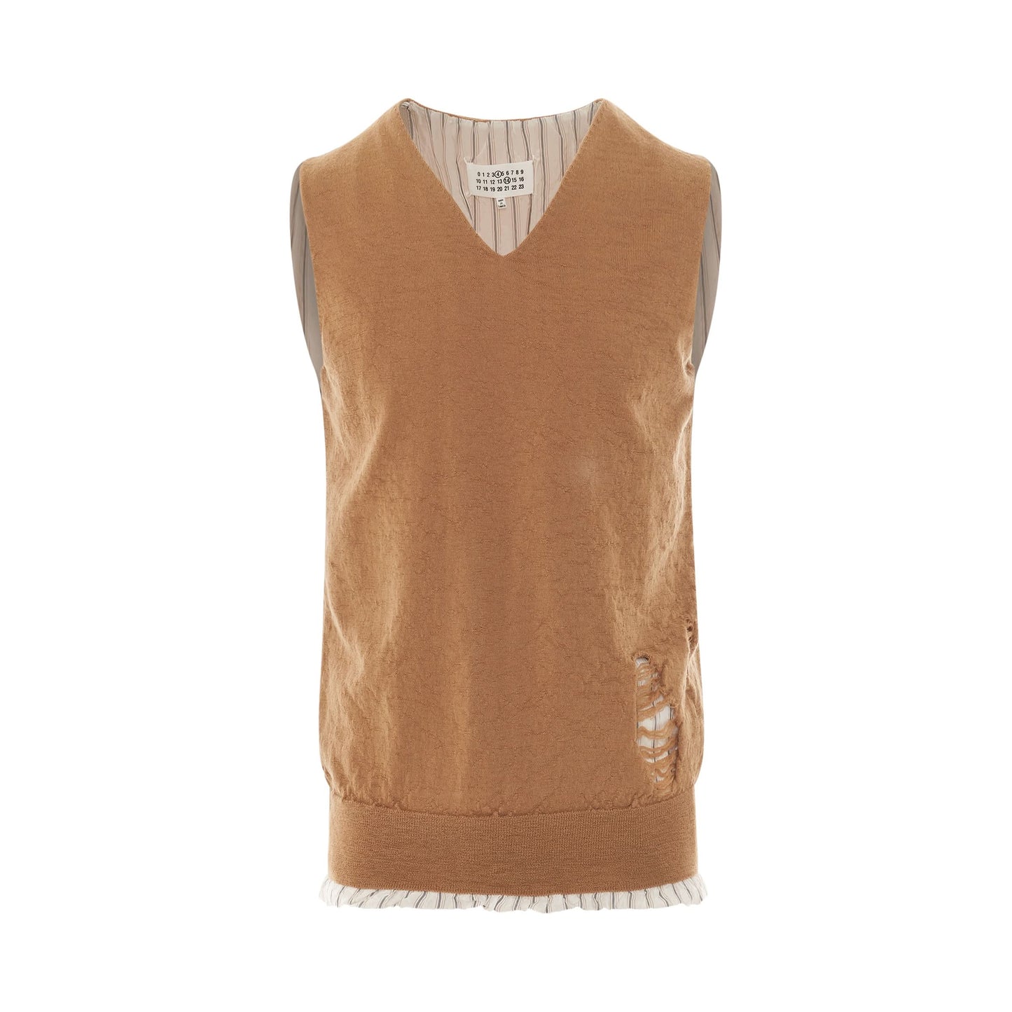 Distressed Finish Pullover Vest in Camel