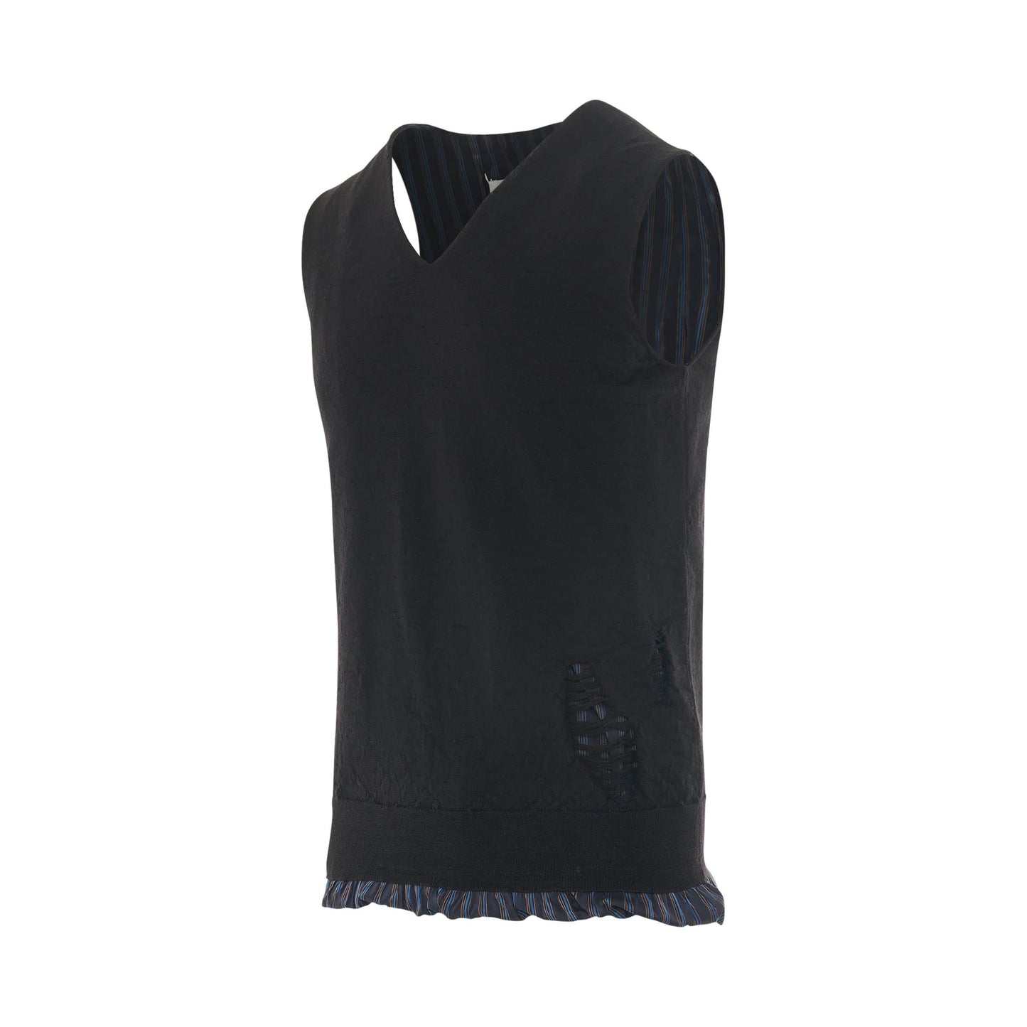 Ruched Trim V-Neck Vest in Charcoal