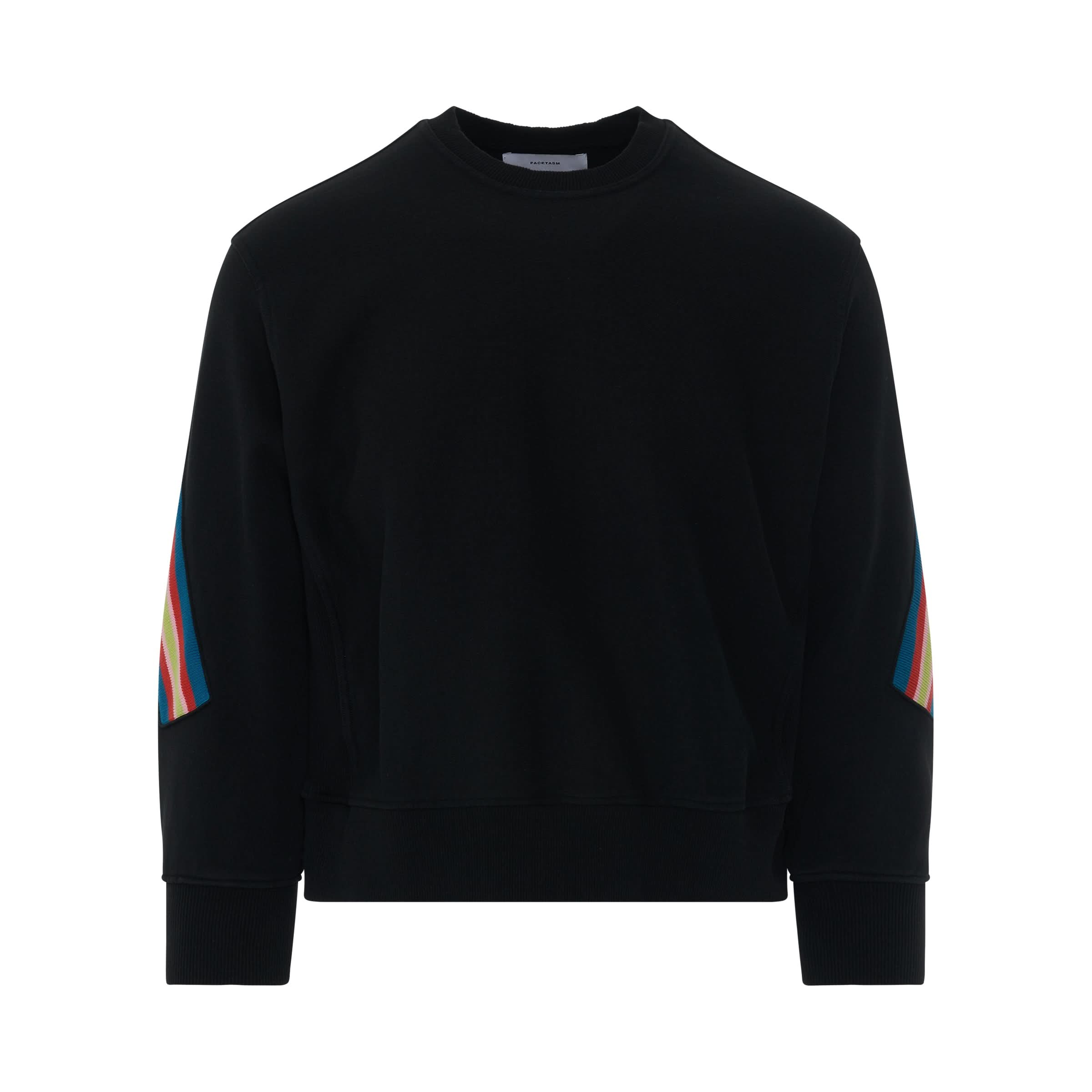 Rib XXL Oversized Sweater with Coloured Stripes in Black