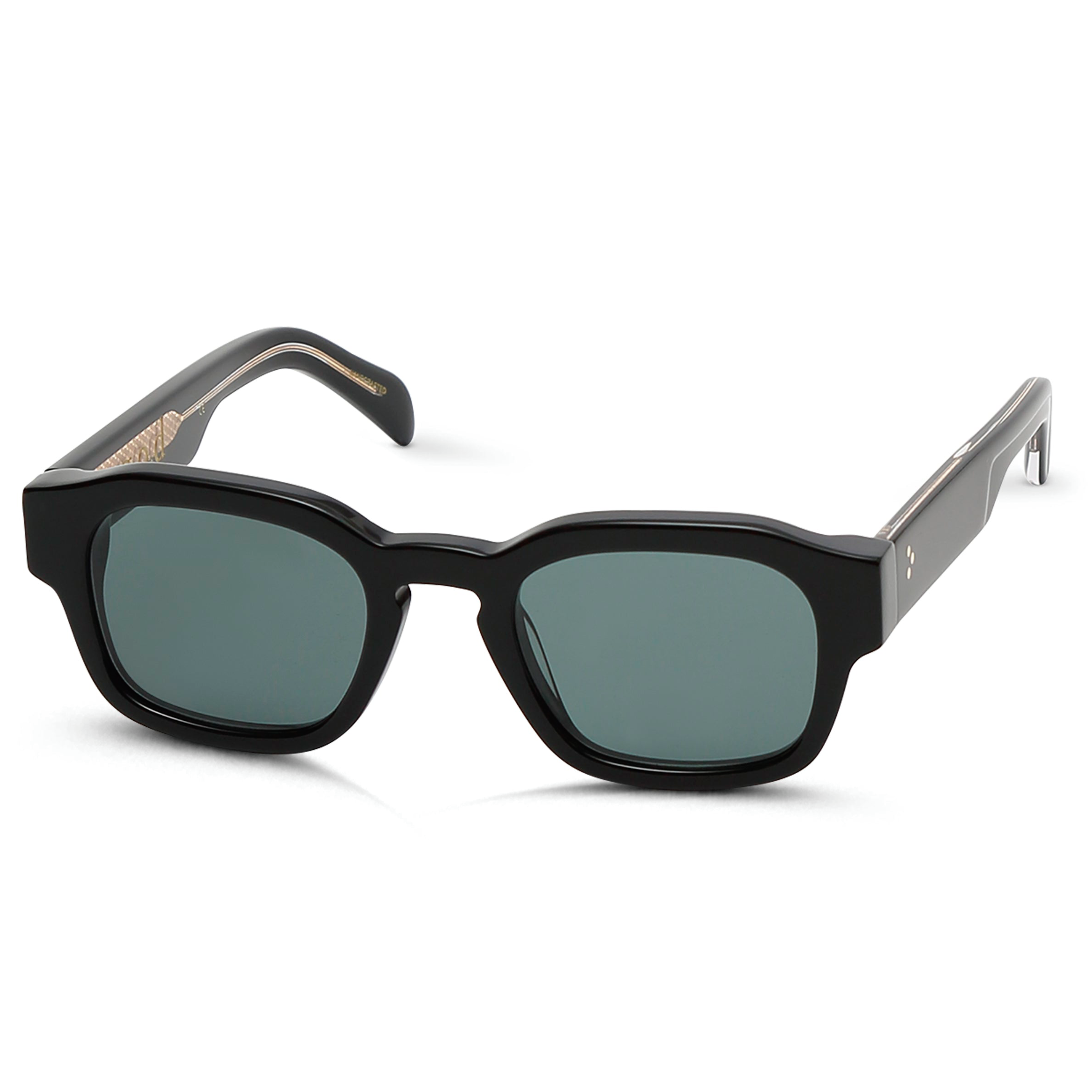 Thirty II Black Sunglass with Green Lens