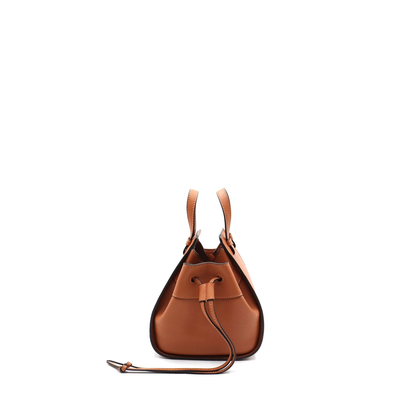 Mini Hammock Drawstring Bag in Calfskin in Tan