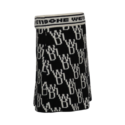 Allover Logo Knit Mini Skirt in Black