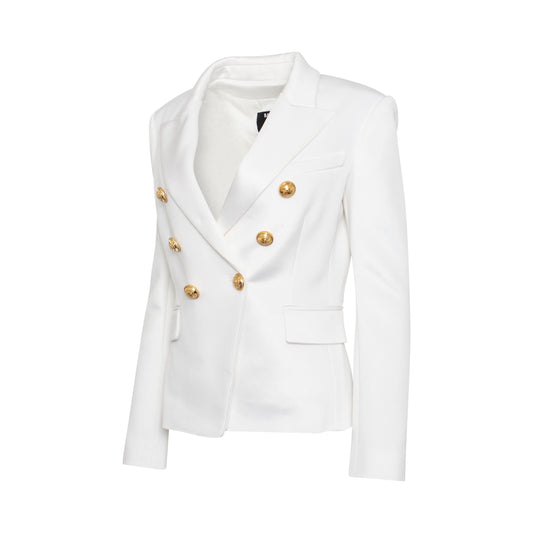 Double Breasted Jersey Blazer in White